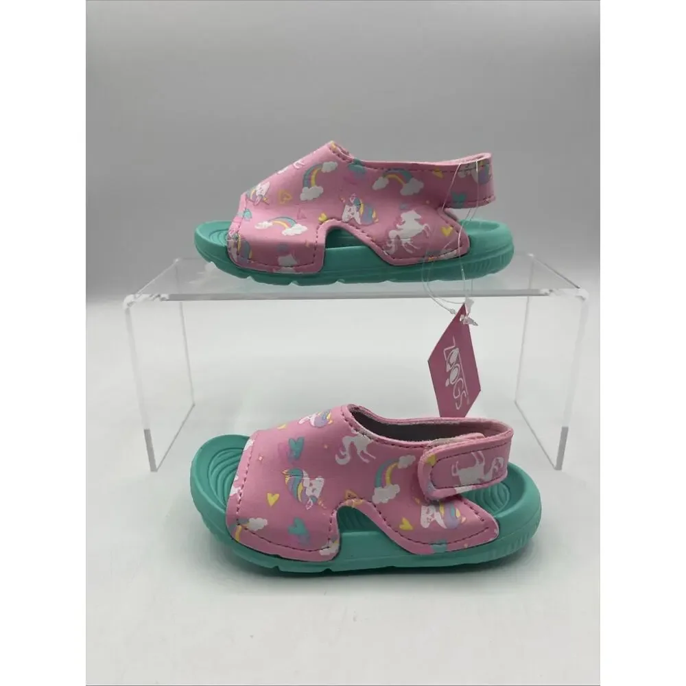 Zoogs Toddler Girls Water Sandals Size 6 Pink Teal Unicorn Beach Pool Summer NWT